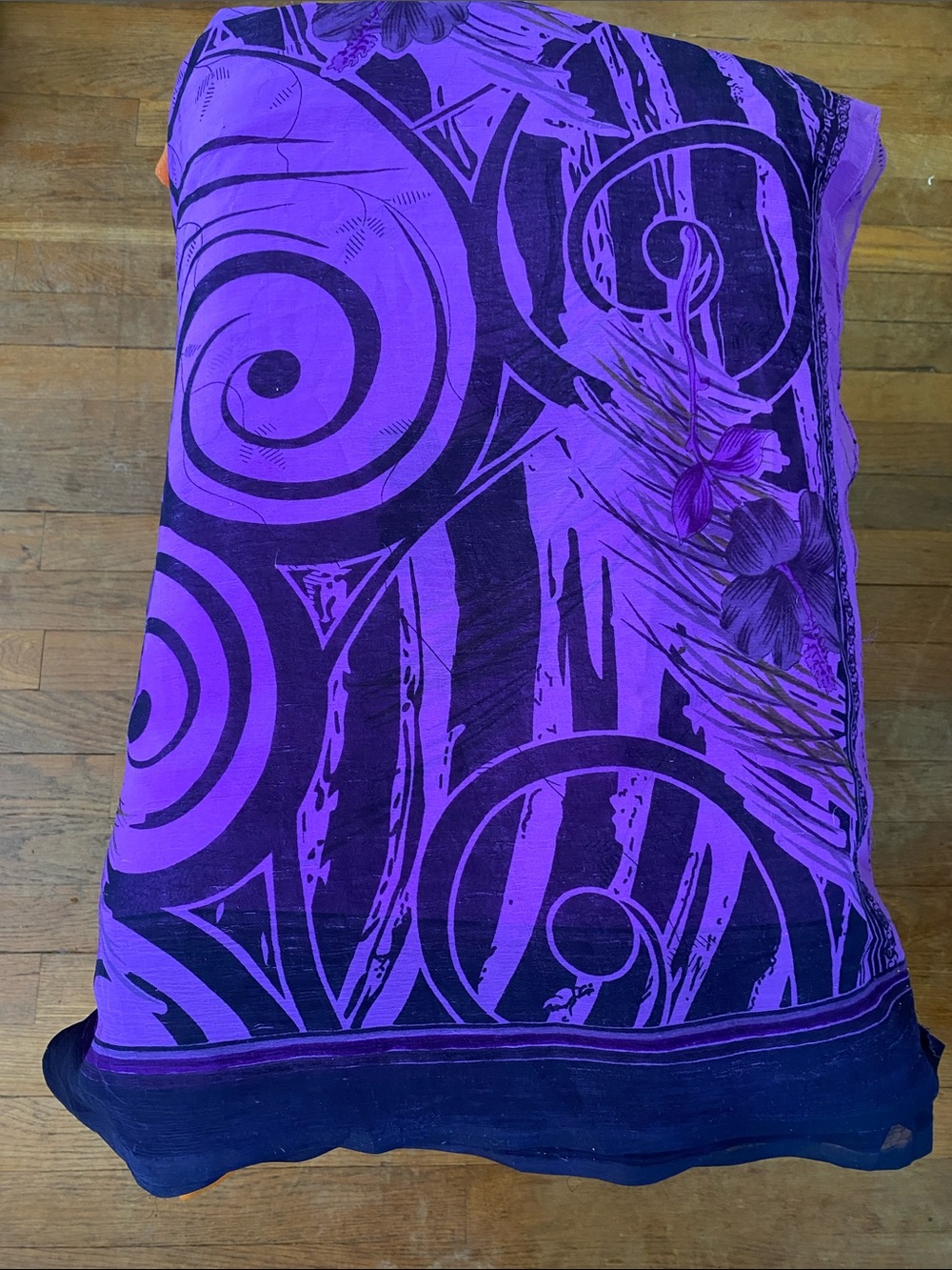 Purple Floral & Swirl Print Women’s Wrap Scarf